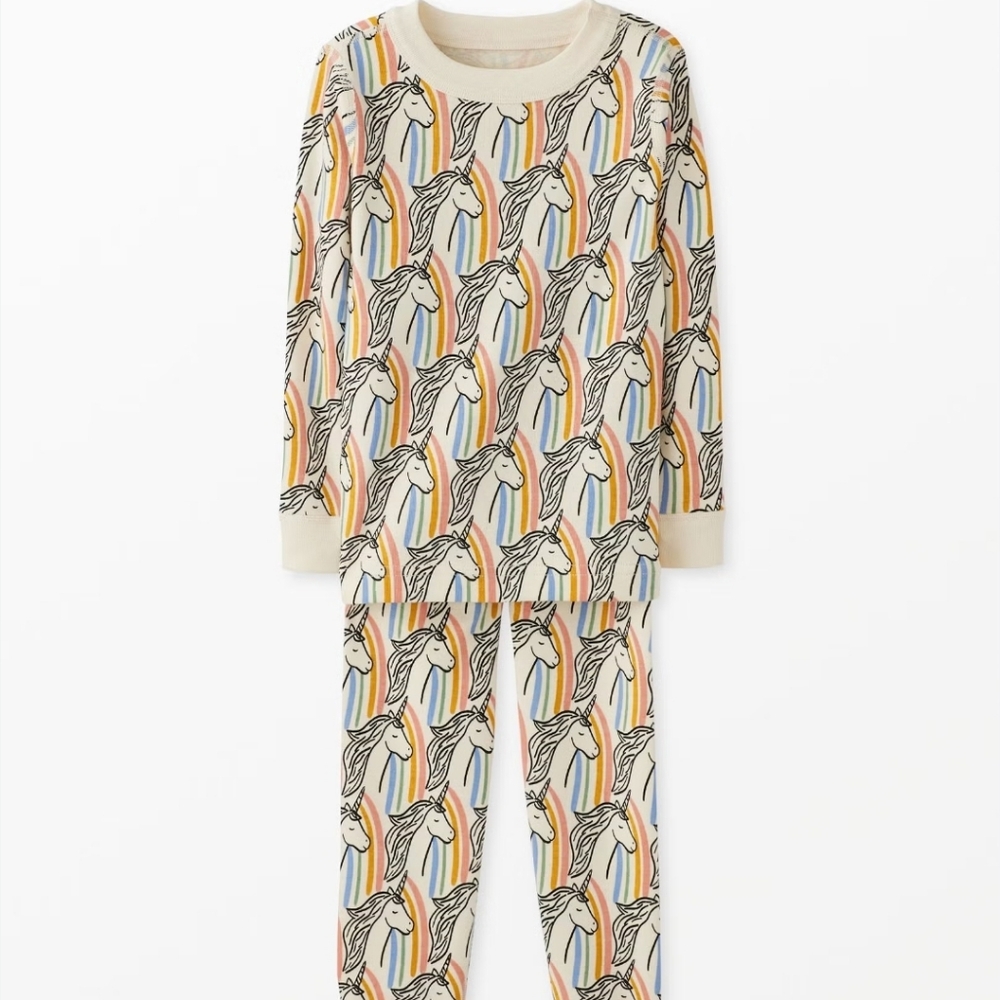 HANNA ANDERSSON Rainbow Unicorn Pajama Set Size 8 130
